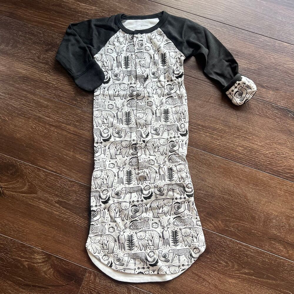 NWOT Goumi Kids Wee Gallery Kinship Baby Gown SZ 0-3mo Bamboo Sleeper RARE